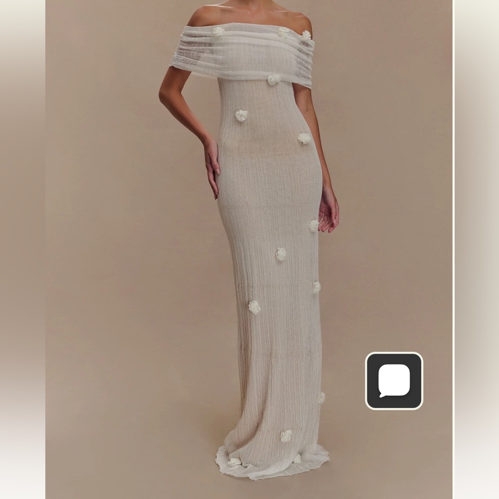 Meshki Brynn Orchid Knit Maxi Dress in Ivory
